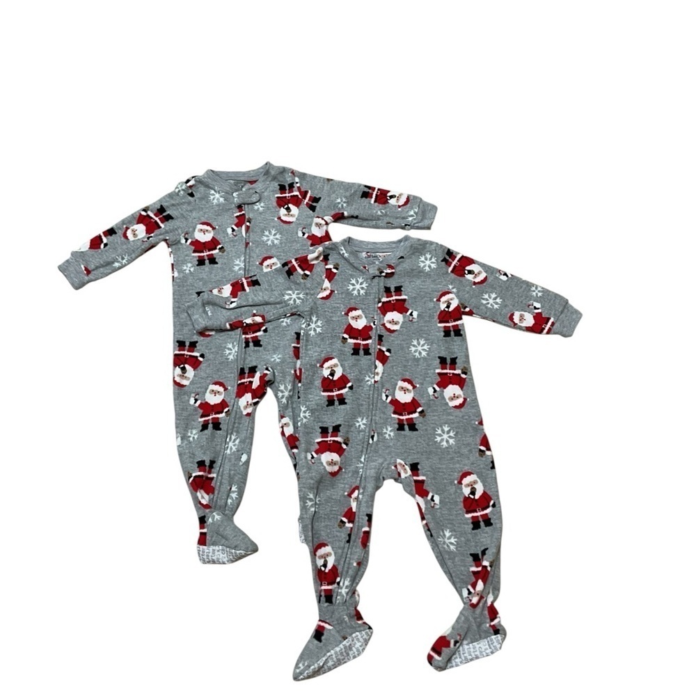 Carter's Toddler Size 18 Months Footed Fleece Pajamas Lot of 2 Christmas Santa